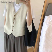 Vestes Sieviešu trikotāžas korejiešu stils Piedāvājums Visu maču Pavasaris Vienkāršs Brīvais V-veida kakla izgriezums Sieviešu brīvs Studentes Ikdienas Harajuku Retro Sieviete