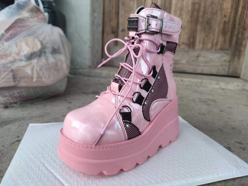 Brand Fashion Gothic Plus Veličina 43 Visoke pete Crne čizme s patentnim zatvaračem na leđima Ulične cool ženske cipele na platformu