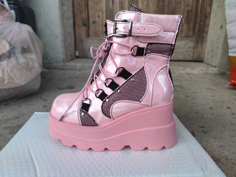 Brand Fashion Gothic Plus Veličina 43 Visoke pete Crne čizme s patentnim zatvaračem na leđima Ulične cool ženske cipele na platformu