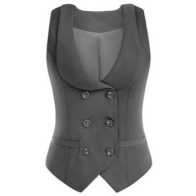 Sieviešu divrindu veste, retro atloka apkakles vestes mētelis ar 2 kabatām, šauri pieguļošs darba apģērbs