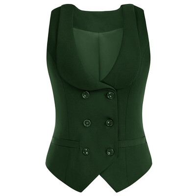 Sieviešu divrindu veste, retro atloka apkakles vestes mētelis ar 2 kabatām, šauri pieguļošs darba apģērbs