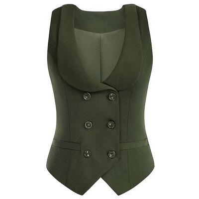 Sieviešu divrindu veste, retro atloka apkakles vestes mētelis ar 2 kabatām, šauri pieguļošs darba apģērbs