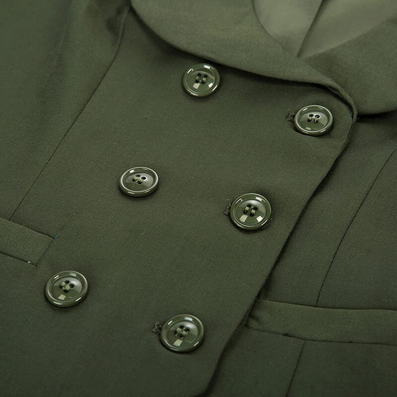 Sieviešu divrindu veste, retro atloka apkakles vestes mētelis ar 2 kabatām, šauri pieguļošs darba apģērbs