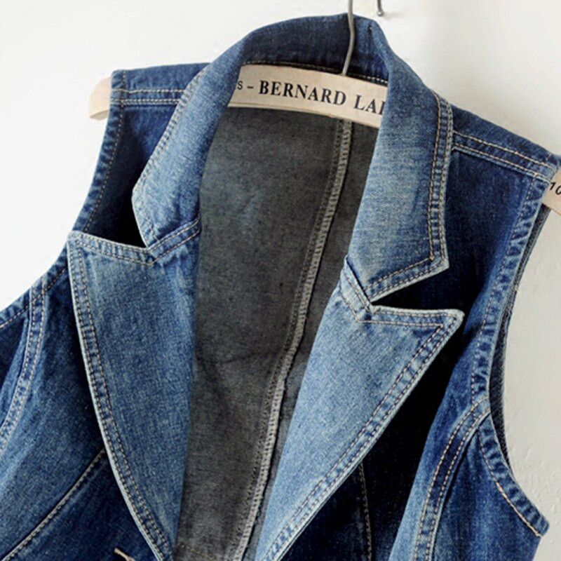 2022. Novi ženski traper prsluk Jakna Proljetna jesen Odjeća bez rukava Kratke traperice Prsluci Jednoredno kopčanje Ležerne ženske majice 4XL