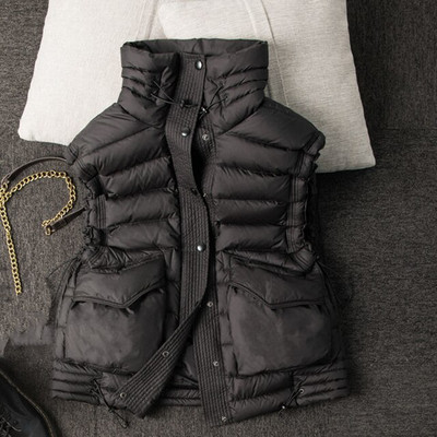 Zimski pamučni prsluk s toplim pahuljama Ženski sveobuhvatni široki topli prsluk s gornjom odjećom bez rukava s velikim džepom Ženski prsluk