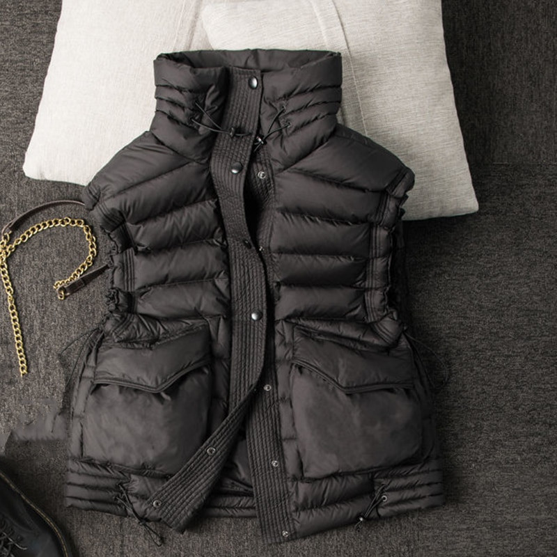 Zimski pamučni prsluk s toplim pahuljama Ženski sveobuhvatni široki topli prsluk s gornjom odjećom bez rukava s velikim džepom Ženski prsluk