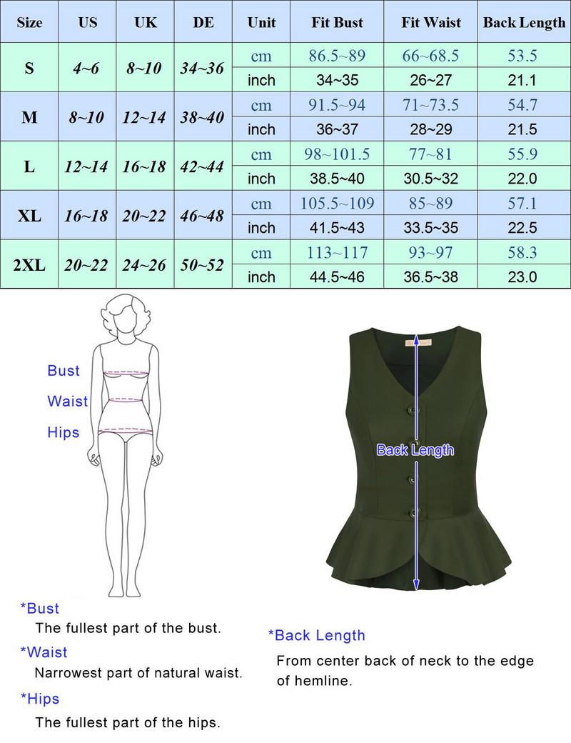 Belle Poque Ženski starinski prsluk s naboranim rubom iz 1950-ih, jednoredni prsluk, jednobojni prsluk bez rukava s V-izrezom, prsluk s nepravilnim rubom A30