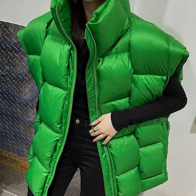 2022. Ženski modni prsluk, kaput sa samostojećim ovratnikom, zimski bijeli prsluk s pačjim puhom, gornji dijelovi kaputa Chaleco Mujer Gilet Casaco Feminino