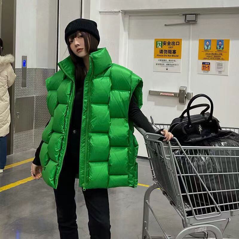 2022. Ženski modni prsluk, kaput sa samostojećim ovratnikom, zimski bijeli prsluk s pačjim puhom, gornji dijelovi kaputa Chaleco Mujer Gilet Casaco Feminino