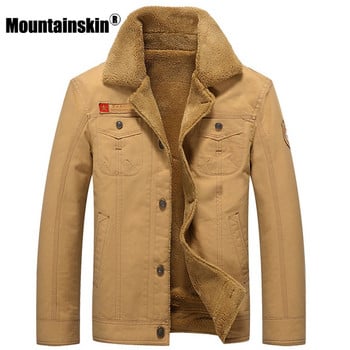 Mountainskin Χειμερινά Ζεστά Μπουφάν Ανδρικά Παλτό Χοντρό Fleece Ανδρικό γιακά από βαμβακερή γούνα Military Tactical Parka Outerwear SA351