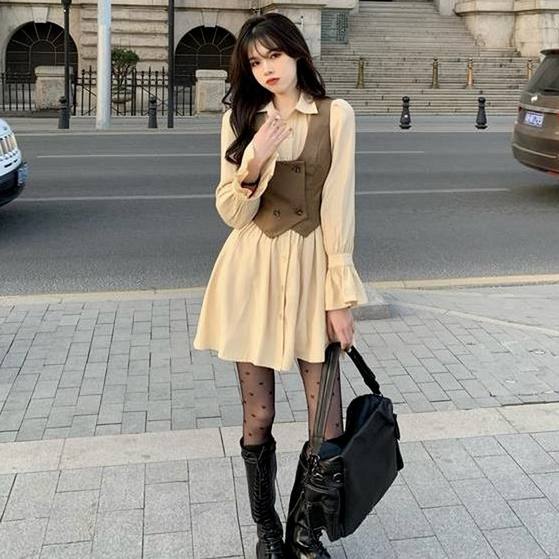 Γυναικεία γιλέκα Μασίφ Διπλό Ανοιξιάτικο Γυναικείο Μοντέρνο Αμάνικο Crops Vintage Casual Comfortable All-match High Street Mujer