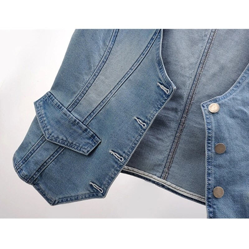 Femmes elastīga džinsa veste sievietēm, 2022. gada pavasara rudens, plānas V veida kakla vestes jaka, zila sieviešu virsdrēbes bez piedurknēm