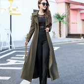 Ανοιξιάτικη Φθινοπωρινή Extra Long Trench Coat Γυναικείο Παλτό Νέα Συλλογή Classic Army Green Thick One Button Γυναικείο παλτό