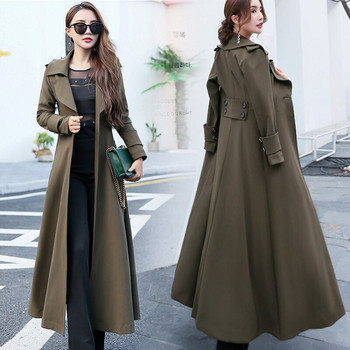 Ανοιξιάτικη Φθινοπωρινή Extra Long Trench Coat Γυναικείο Παλτό Νέα Συλλογή Classic Army Green Thick One Button Γυναικείο παλτό