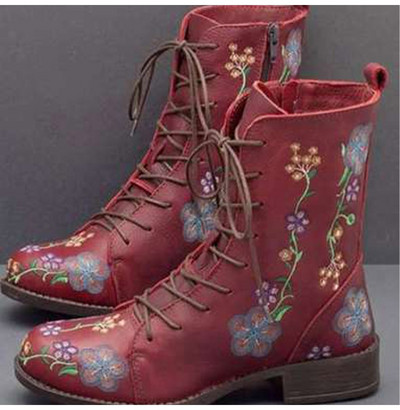 Ženske vezene čizme velika veličina 43 cvjetne čizme 2020. Ženske jesenske zimske PU kožne ženske cipele Ženske cipele