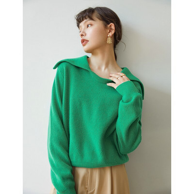 ZIQIAO Lazy Wind pulover Ženski proljeće jesen Novo 2022. Opušteni puloveri s punim rukavima Ležerni ženski pulover s V-izrezom
