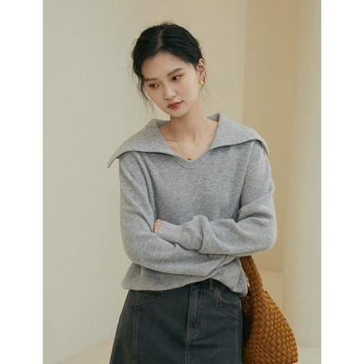 ZIQIAO Lazy Wind pulover Ženski proljeće jesen Novo 2022. Opušteni puloveri s punim rukavima Ležerni ženski pulover s V-izrezom