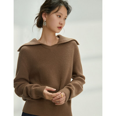 ZIQIAO Lazy Wind pulover Ženski proljeće jesen Novo 2022. Opušteni puloveri s punim rukavima Ležerni ženski pulover s V-izrezom