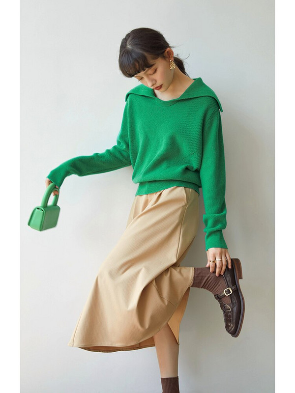 ZIQIAO Lazy Wind pulover Ženski proljeće jesen Novo 2022. Opušteni puloveri s punim rukavima Ležerni ženski pulover s V-izrezom