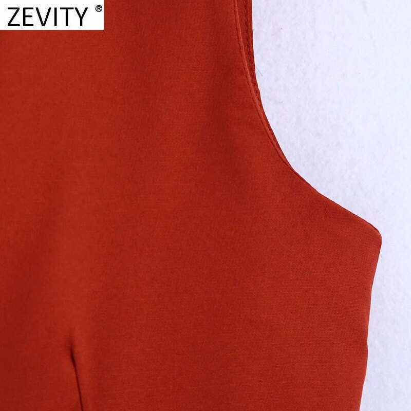 Zevity 2021 Γυναικεία μόδα V λαιμόκοψη Αμάνικο μονόχρωμο γιλέκο τζάκετ γραφείου Γυναικείο μονόστηθο γιλέκο Chic τοπ CT763