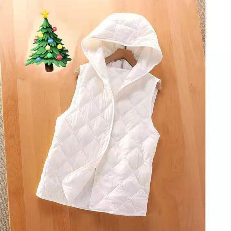 Jesen 2022. Novi ultra lagani uski kaput s kapuljačom bez rukava i prsluk Ženski tanki pamučno podstavljeni prsluk 5XL otporan na vjetar