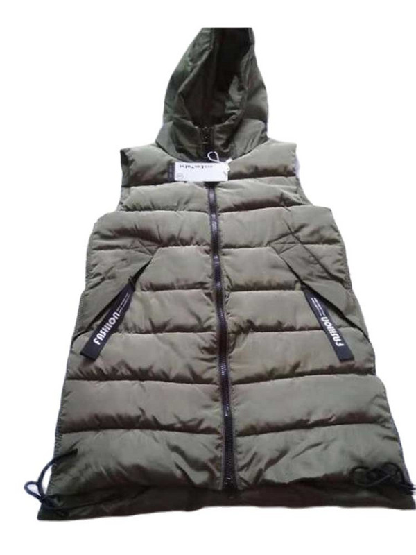 br Φθινοπωρινά και χειμωνιάτικα γιλέκα για γυναίκες Νέο λεπτό, περιστασιακό μακρύ γιλέκο με κουκούλα, γυναικείο βαμβακερό γιλέκο Mujer