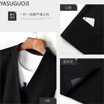 YASUGUOJI Fashion Διπλό Γυναικείο Γιλέκο Νέο 2021 Φθινοπωρινό, Αδύνατη Εφαρμογή V λαιμόκοψη Επίσημο Γυναικείο Γυναικείο Γιλέκο Μπουφάν Plus Size