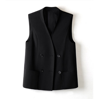 YASUGUOJI modes sieviešu veste ar dubultām krūtīm, jauna 2021. gada rudens Slim Fit V kakla izgriezuma formā, sieviešu biroja veste liela izmēra jakas