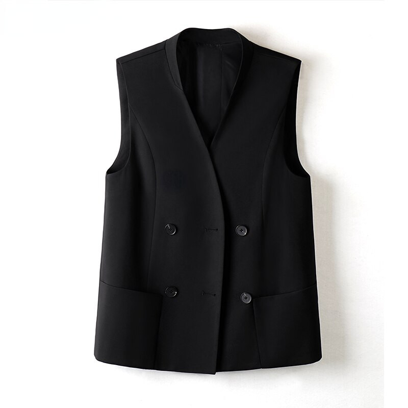 YASUGUOJI modes sieviešu veste ar dubultām krūtīm, jauna 2021. gada rudens Slim Fit V kakla izgriezuma formā, sieviešu biroja veste liela izmēra jakas