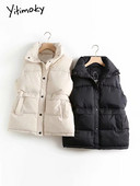Yitimoky rudens ziemas jaka veste sieviešu veste 2022. gada modes pogām dūnu mēteļi, stāvošs apkakle Parkas kokvilnas polsterēts silts virsdrēbes