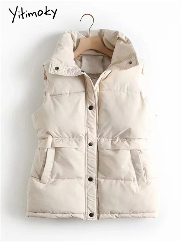 Yitimoky rudens ziemas jaka veste sieviešu veste 2022. gada modes pogām dūnu mēteļi, stāvošs apkakle Parkas kokvilnas polsterēts silts virsdrēbes