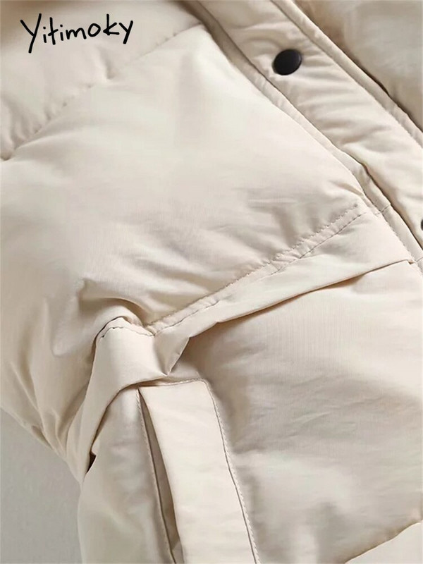 Yitimoky rudens ziemas jaka veste sieviešu veste 2022. gada modes pogām dūnu mēteļi, stāvošs apkakle Parkas kokvilnas polsterēts silts virsdrēbes