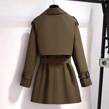 Cropped Trench Coat Γυναικείο Αγγλικό Διπλό Κορεάτικο ανεμοθραύστη Plus Size Ανοιξιάτικο φθινοπωρινό πέτο πανωφόρι φαρδιά με ζώνη