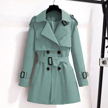 Cropped Trench Coat Γυναικείο Αγγλικό Διπλό Κορεάτικο ανεμοθραύστη Plus Size Ανοιξιάτικο φθινοπωρινό πέτο πανωφόρι φαρδιά με ζώνη