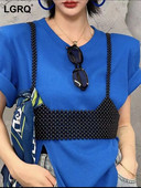 LGRQ 2022 nyári mellény ruhák gyöngy ujjatlan Gyöngyös fekete mellény divatos női WV92401L