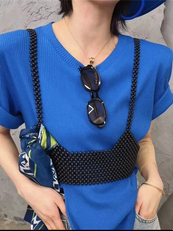 LGRQ 2022 nyári mellény ruhák gyöngy ujjatlan Gyöngyös fekete mellény divatos női WV92401L