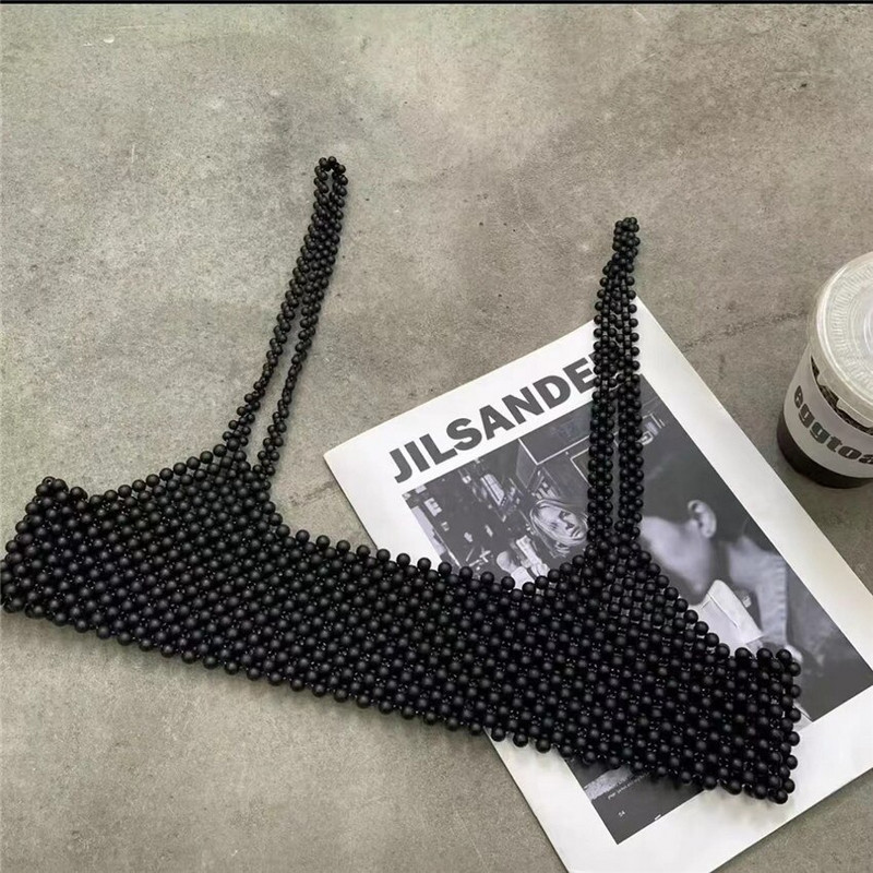 LGRQ 2022 nyári mellény ruhák gyöngy ujjatlan Gyöngyös fekete mellény divatos női WV92401L