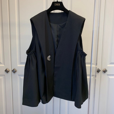 Γυναικεία γιλέκα Casual αμάνικα vintage κουμπιά μόδας Κορεατικού στυλ Κομψό γραφείο Lady Lady A-line Loose V-neck All-match Minimalist