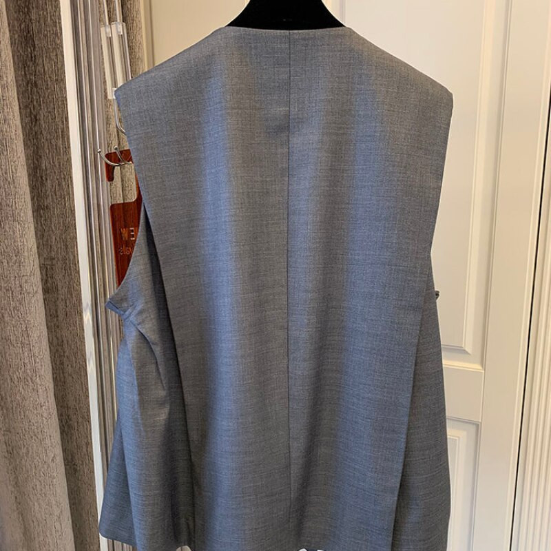 Γυναικεία γιλέκα Casual αμάνικα vintage κουμπιά μόδας Κορεατικού στυλ Κομψό γραφείο Lady Lady A-line Loose V-neck All-match Minimalist