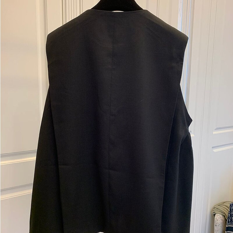 Γυναικεία γιλέκα Casual αμάνικα vintage κουμπιά μόδας Κορεατικού στυλ Κομψό γραφείο Lady Lady A-line Loose V-neck All-match Minimalist