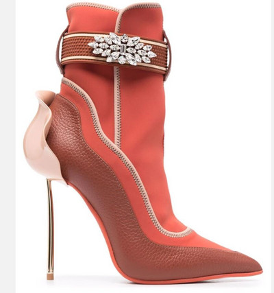 Patchwork čizme s laticama na potpeticu Crystal Flower Antilop Koža Spajanje 2022. Najnovije salonke na visoku petu Dizajnerske tanke potpetice za žene