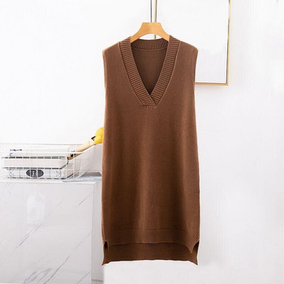 Rudens ziemas bezpiedurkņu trikotāžas kleita Sieviešu veste Kleita Sieviešu garās veste Sieviešu puloveri Sieviešu virsdrēbes Pull Femme