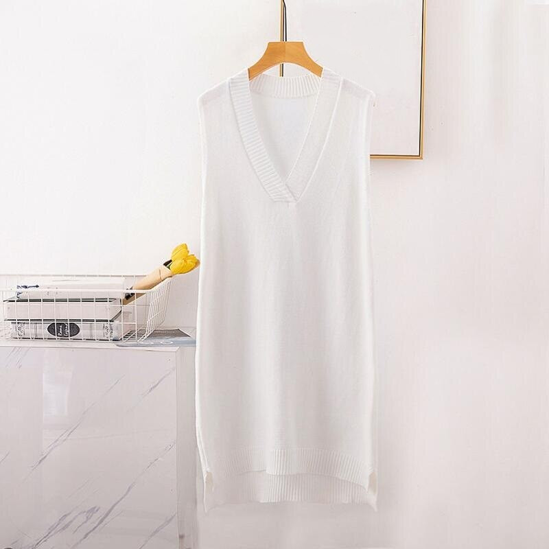 Rudens ziemas bezpiedurkņu trikotāžas kleita Sieviešu veste Kleita Sieviešu garās veste Sieviešu puloveri Sieviešu virsdrēbes Pull Femme