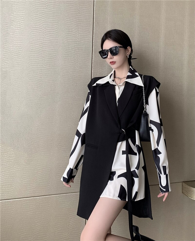 2022. proljeće jesen nepravilno dugo odijelo prsluk ženski korejski stil jakna bez rukava modni elegantni sako prsluk