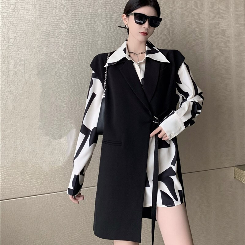2022. proljeće jesen nepravilno dugo odijelo prsluk ženski korejski stil jakna bez rukava modni elegantni sako prsluk