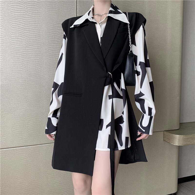 2022. proljeće jesen nepravilno dugo odijelo prsluk ženski korejski stil jakna bez rukava modni elegantni sako prsluk
