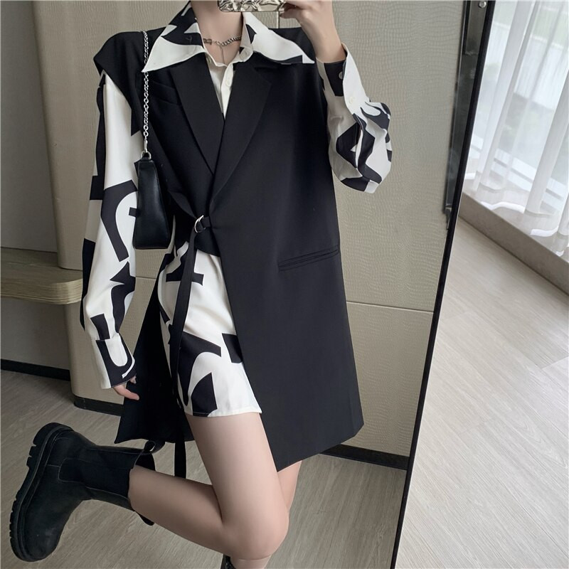 2022. proljeće jesen nepravilno dugo odijelo prsluk ženski korejski stil jakna bez rukava modni elegantni sako prsluk