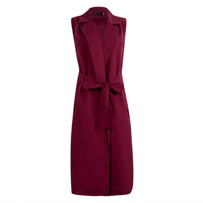 Őszi téli mellény női kabát, hosszú zsebek, lehajtható gallér, nyitott öltés ujjatlan pantone vörös bézs fekete blézer sherpa