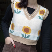 Γυναικείο πουλόβερ Gagarich σε κορεατικό στυλ καθημερινό γιλέκο φθινόπωρο 2020 Νέο ζακάρ πλεκτό πουλόβερ με λαιμόκοψη V με λαιμόκοψη