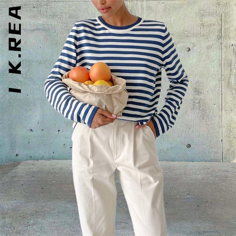 I K.Rea Novi ženski pulover Pleteni Vintage Basic Elegantni ženski pulover Korejski pulover za slobodno vrijeme Ženske tanke ženske majice
